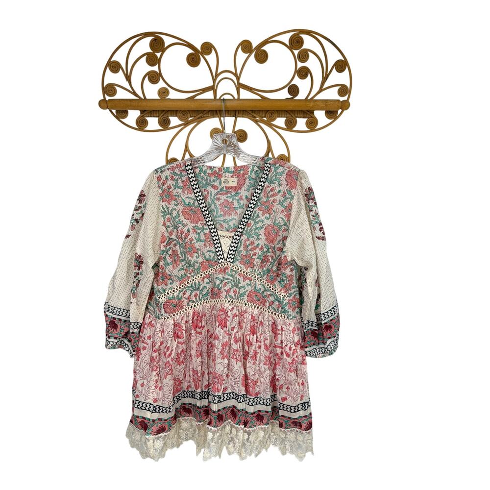 Mo Maya Peacock Boho tunic top M/L